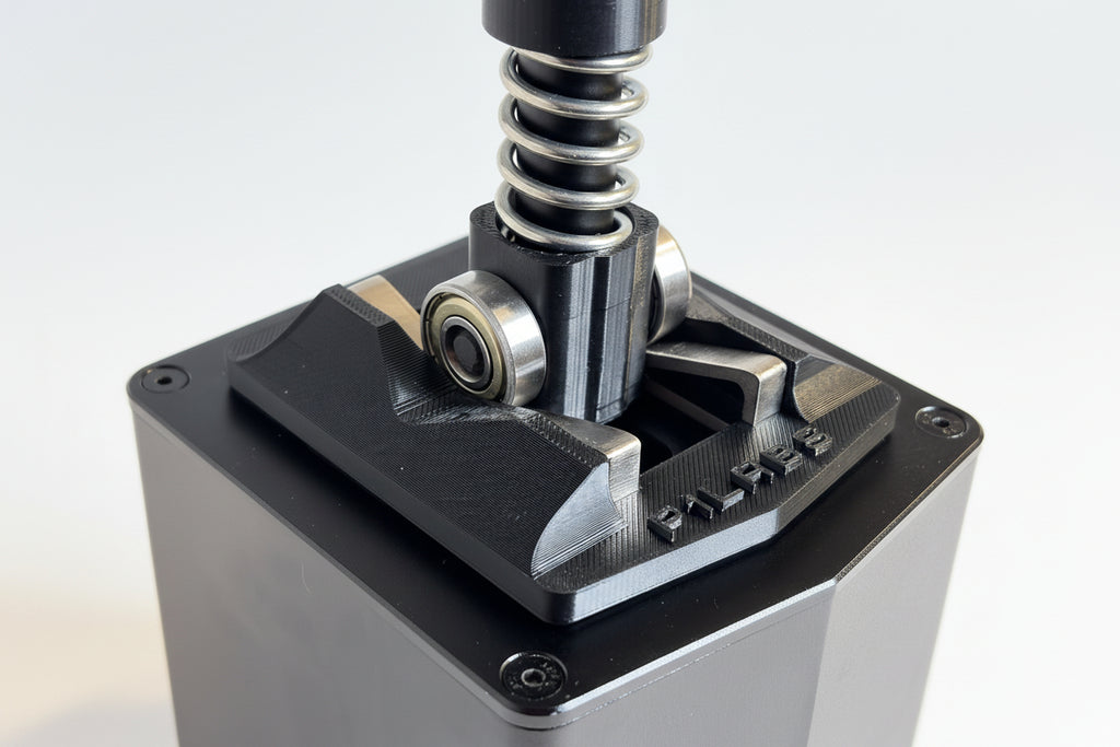 Close up of a sequential conversion kit for a moza hpg shifter.