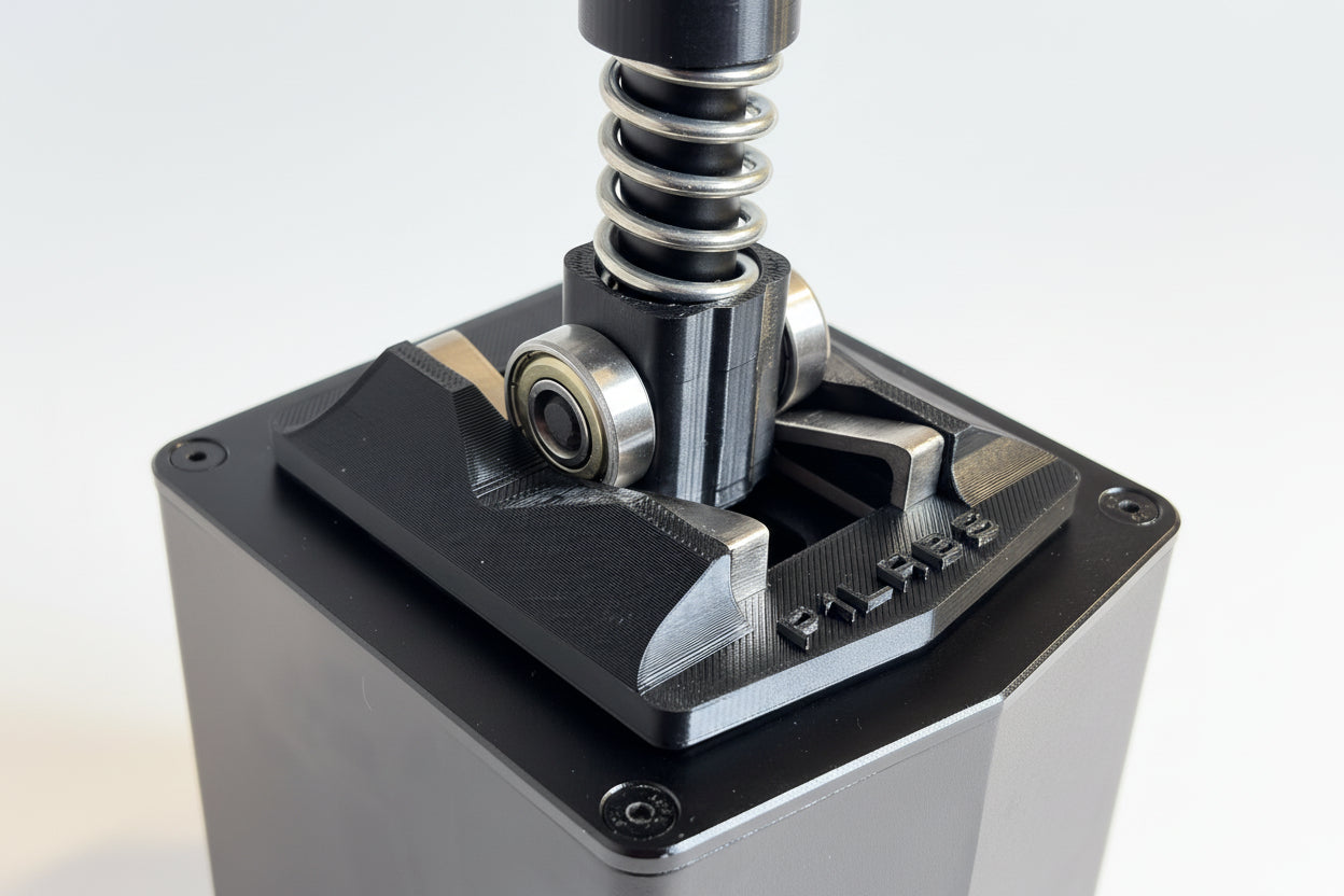 Close up of a sequential conversion kit for a moza hpg shifter.