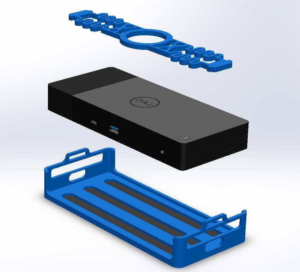 Docking Station Mount by P1Labs, Compatible With Dell WD19TBS, WD19TB, WD19, WD19S, WD22TB4 Dock, No Hardware Needed